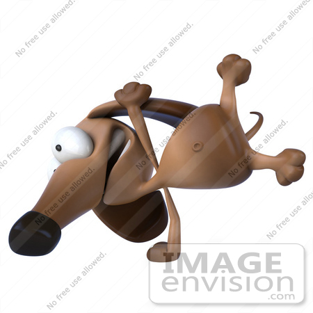#49461 Royalty-Free (RF) Illustration Of A 3d Brown Wiener Dog Mascot Doing A Hand Stand - Version 2 by Julos