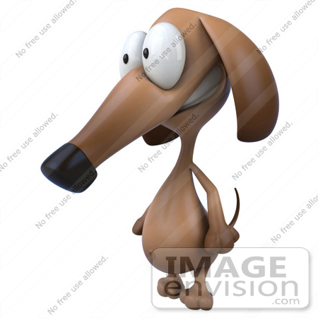 #49462 Royalty-Free (RF) Illustration Of A 3d Brown Wiener Dog Mascot Facing Left by Julos