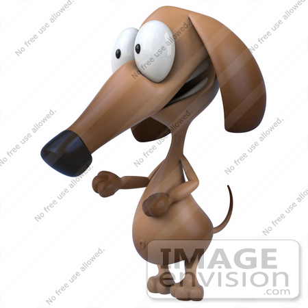 #49463 Royalty-Free (RF) Illustration Of A 3d Brown Wiener Dog Mascot Facing To The Left by Julos
