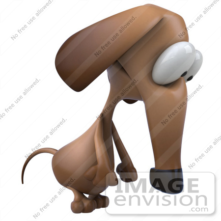 #49464 Royalty-Free (RF) Illustration Of A 3d Brown Wiener Dog Mascot Pouting by Julos