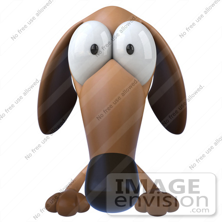 #49467 Royalty-Free (RF) Illustration Of A 3d Brown Wiener Dog Mascot With Big Eyes by Julos