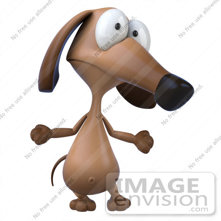 #49469 Royalty-Free (RF) Illustration Of A 3d Brown Wiener Dog Mascot Shrugging by Julos
