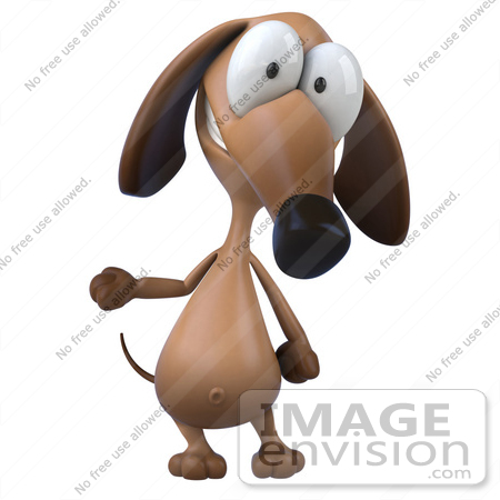 #49470 Royalty-Free (RF) Illustration Of A 3d Brown Wiener Dog Mascot Standing And Gesturing by Julos