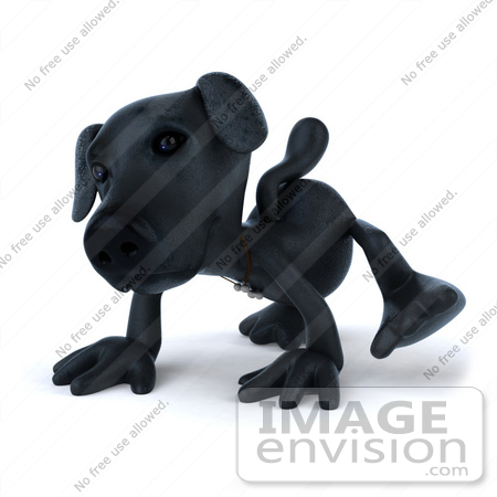 #49471 Royalty-Free (RF) Illustration Of A 3d Black LabradorDog Mascot Walking Forward On All Four Legs - Version 1 by Julos