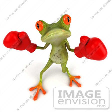 #49514 Royalty-Free (RF) Illustration Of A 3d Red Eyed Poison Dart Frog Wearing Boxing Gloves - Pose 1 by Julos