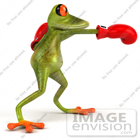 #49515 Royalty-Free (RF) Illustration Of A 3d Red Eyed Poison Dart Frog Wearing Boxing Gloves - Pose 2 by Julos