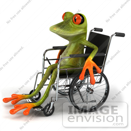 #49528 Royalty-Free (RF) Illustration Of A Handicap 3d Red Eyed Tree Frog Using A Wheelchair - Version 1 by Julos