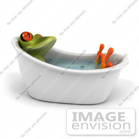 #49535 Royalty-Free (RF) Illustration Of A 3d Red Eyed Tree Frog Taking A Leisurely Bath by Julos