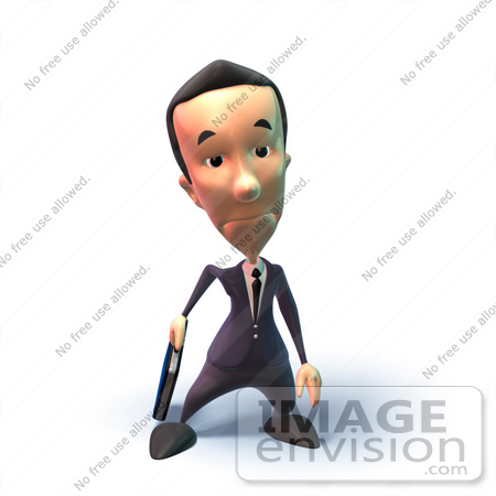 #49542 Royalty-Free (RF) Illustration Of A 3d Businessman Mascot Pouting - Version 8 by Julos
