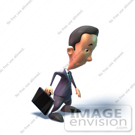 #49545 Royalty-Free (RF) Illustration Of A 3d Businessman Mascot Pouting - Version 4 by Julos