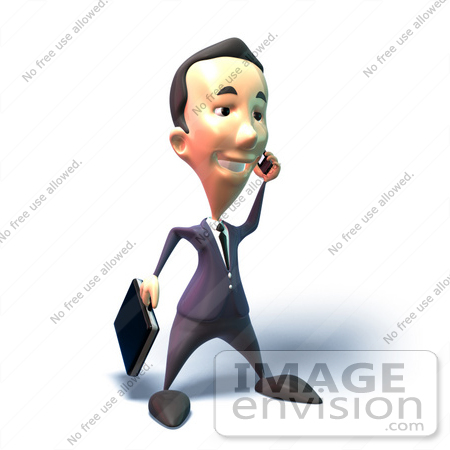 #49546 Royalty-Free (RF) Illustration Of A 3d Businessman Mascot Talking On A Cell Phone - Version 4 by Julos