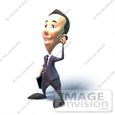 #49547 Royalty-Free (RF) Illustration Of A 3d Businessman Mascot Talking On A Cell Phone - Version 5 by Julos