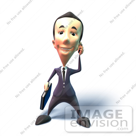 #49548 Royalty-Free (RF) Illustration Of A 3d Businessman Mascot Talking On A Cell Phone - Version 6 by Julos