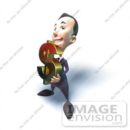 #49549 Royalty-Free (RF) Illustration Of A 3d Businessman Mascot Holding A Dollar Symbol - Version 4 by Julos