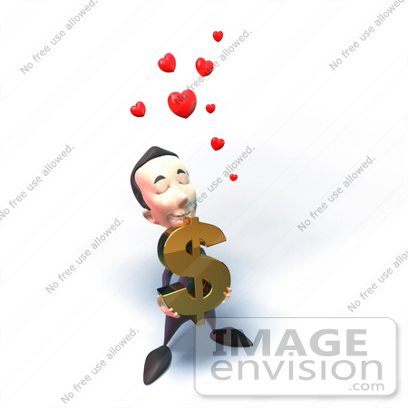 #49552 Royalty-Free (RF) Illustration Of An Amorous 3d Businessman Mascot Carrying A Dollar Symbol - Version 3 by Julos