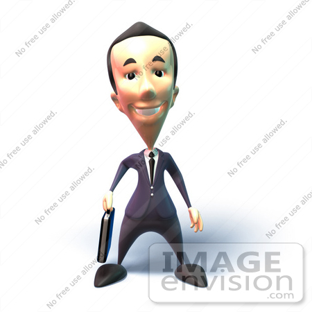 #49554 Royalty-Free (RF) Illustration Of A 3d Businessman Mascot Standing And Facing Front - Version 1 by Julos