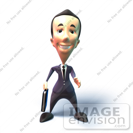 #49555 Royalty-Free (RF) Illustration Of A 3d Businessman Mascot Reaching Out To Shake Hands - Version 4 by Julos
