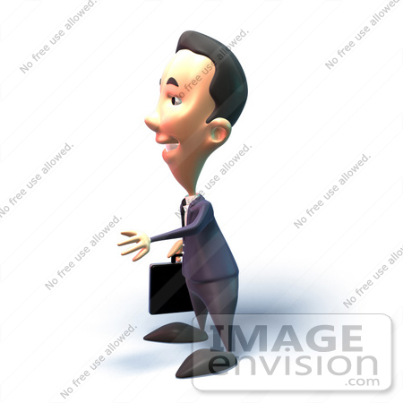 #49556 Royalty-Free (RF) Illustration Of A 3d Businessman Mascot Reaching Out To Shake Hands - Version 6 by Julos