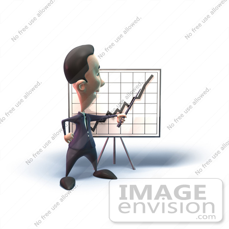 #49557 Royalty-Free (RF) Illustration Of A 3d Businessman Mascot Discussing Statistics - Version 6 by Julos