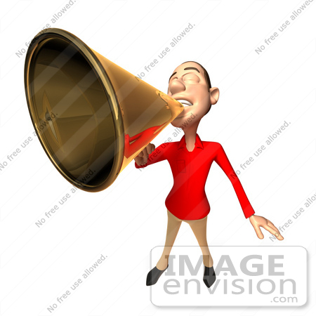 #49563 Royalty-Free (RF) Illustration Of A 3d White Man Using A Megaphone - Version 2 by Julos
