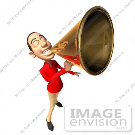 #49565 Royalty-Free (RF) Illustration Of A 3d White Man Using A Megaphone - Version 1 by Julos