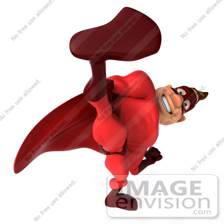 #49579 Royalty-Free (RF) Illustration Of A 3d Red Superhero Kicking Hard - Version 1 by Julos