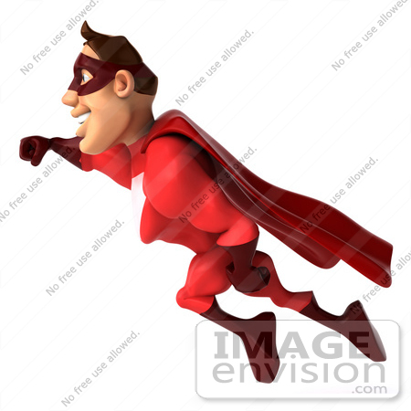 #49586 Royalty-Free (RF) Illustration Of A 3d Red Superhero Flying - Pose 1 by Julos