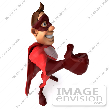 #49589 Royalty-Free (RF) Illustration Of A 3d Red Superhero Giving The Thumbs Up - Pose 3 by Julos