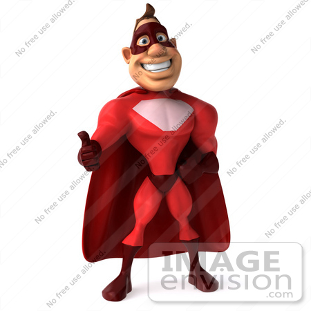 #49590 Royalty-Free (RF) Illustration Of A 3d Red Superhero Giving The Thumbs Up - Pose 1 by Julos
