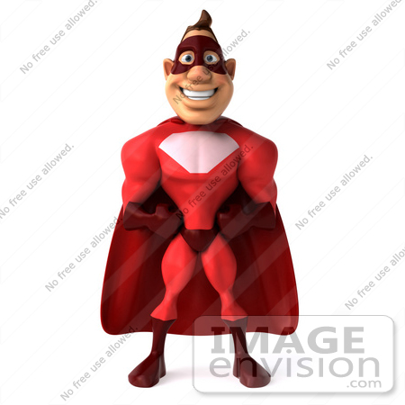 #49594 Royalty-Free (RF) Illustration Of A 3d Red Superhero Standing - Pose 1 by Julos