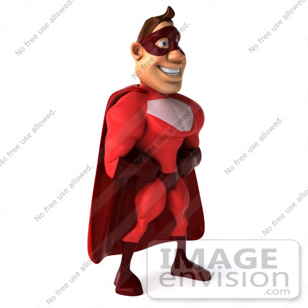 #49596 Royalty-Free (RF) Illustration Of A 3d Red Superhero Standing - Pose 2 by Julos