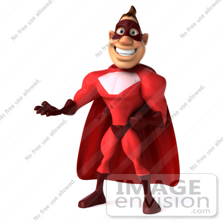 #49597 Royalty-Free (RF) Illustration Of A 3d Red Superhero Gesturing - Pose 1 by Julos