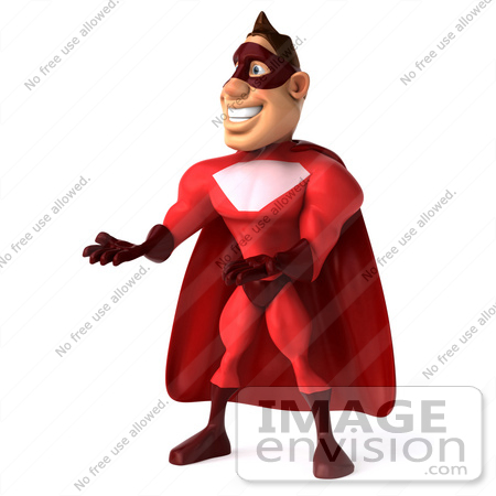 #49598 Royalty-Free (RF) Illustration Of A 3d Red Superhero Gesturing - Pose 2 by Julos