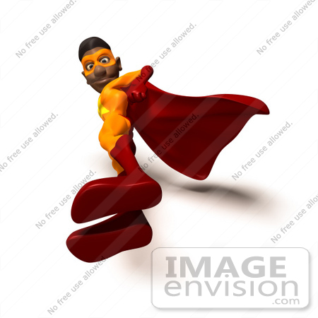 #49600 Royalty-Free (RF) Illustration Of A 3d Black Superhero Standing And Looking Down by Julos