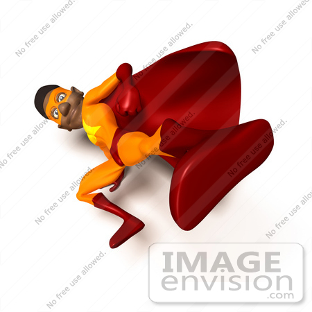 #49601 Royalty-Free (RF) Illustration Of A 3d Black Superhero Kicking - Version 2 by Julos