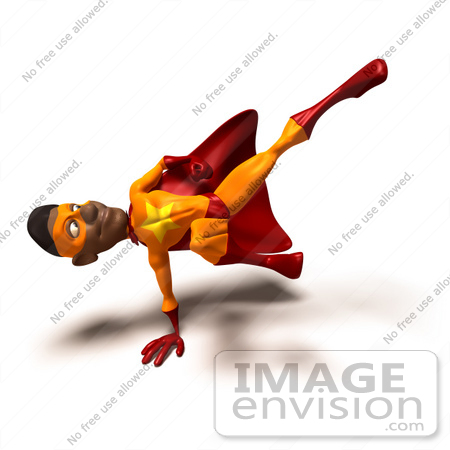 #49604 Royalty-Free (RF) Illustration Of A 3d Black Superhero Kicking - Version 3 by Julos