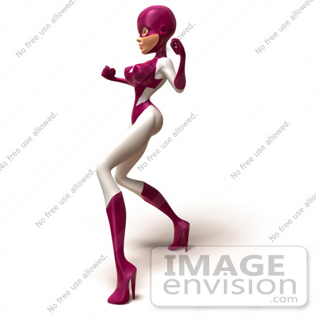 #49618 Royalty-Free (RF) Illustration Of A 3d Superwoman Fighting - Version 2 by Julos