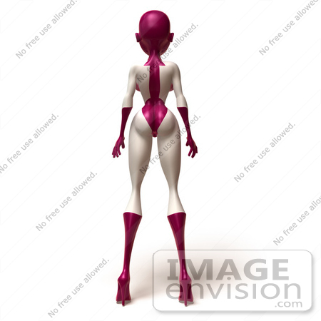 #49619 Royalty-Free (RF) Illustration Of A 3d Superwoman Standing And Facing Away - Version 2 by Julos