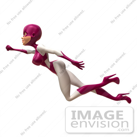#49621 Royalty-Free (RF) Illustration Of A 3d Superwoman Flying - Version 1 by Julos