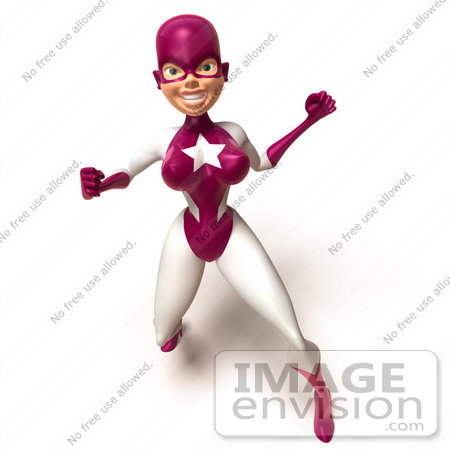 #49622 Royalty-Free (RF) Illustration Of A 3d Superwoman Fighting - Version 1 by Julos
