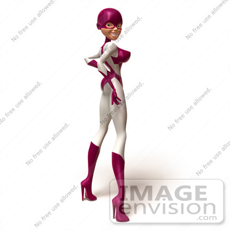 #49623 Royalty-Free (RF) Illustration Of A 3d Superwoman Facing Right And Looking Back by Julos
