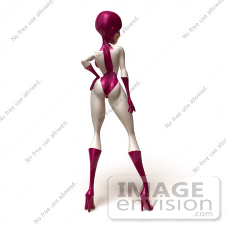 #49625 Royalty-Free (RF) Illustration Of A 3d Superwoman Standing And Facing Away - Version 1 by Julos