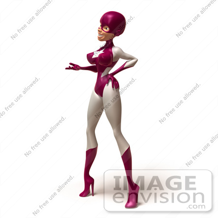#49627 Royalty-Free (RF) Illustration Of A 3d Superwoman Standing And Facing Left - Version 2 by Julos