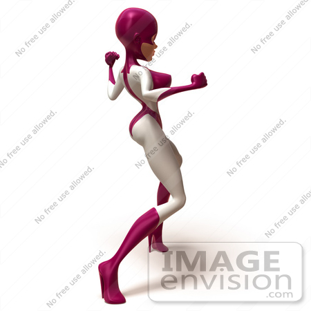 #49628 Royalty-Free (RF) Illustration Of A 3d Superwoman Fighting - Version 3 by Julos
