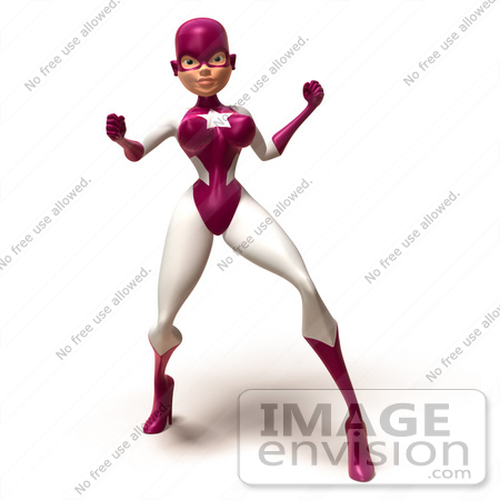 #49629 Royalty-Free (RF) Illustration Of A 3d Superwoman Fighting - Version 4 by Julos
