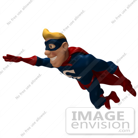 #49631 Royalty-Free (RF) Illustration Of A 3d Superman Flying - Version 1 by Julos