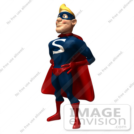 #49637 Royalty-Free (RF) Illustration Of A 3d Male Super Guy Mascot Standing And Facing Left by Julos
