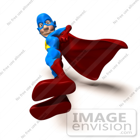 #49643 Royalty-Free (RF) Illustration Of A 3d Masked Superhero Standing And Looking Down by Julos