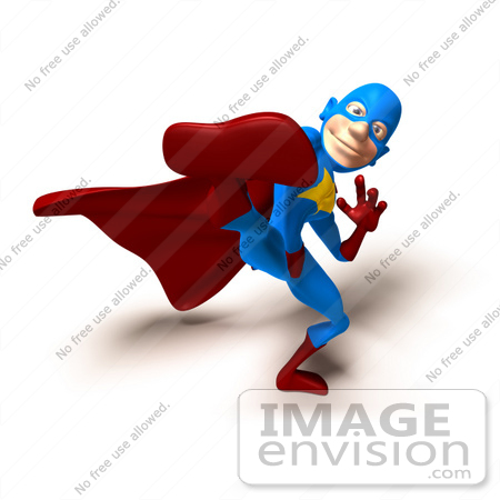 #49645 Royalty-Free (RF) Illustration Of A 3d Masked Superhero Kicking - Version 4 by Julos