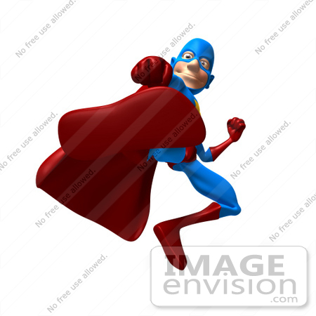 #49646 Royalty-Free (RF) Illustration Of A 3d Masked Superhero Kicking - Version 2 by Julos